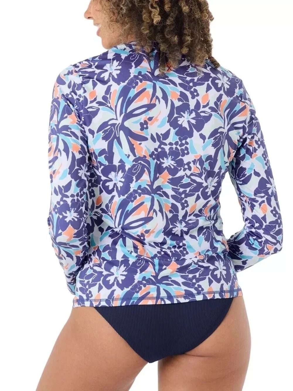 NWT- Roxy Sea Skipping Long Sleeve Rashguard UPF 50+ Swim Shirt Women's Size M - Picture 2 of 8